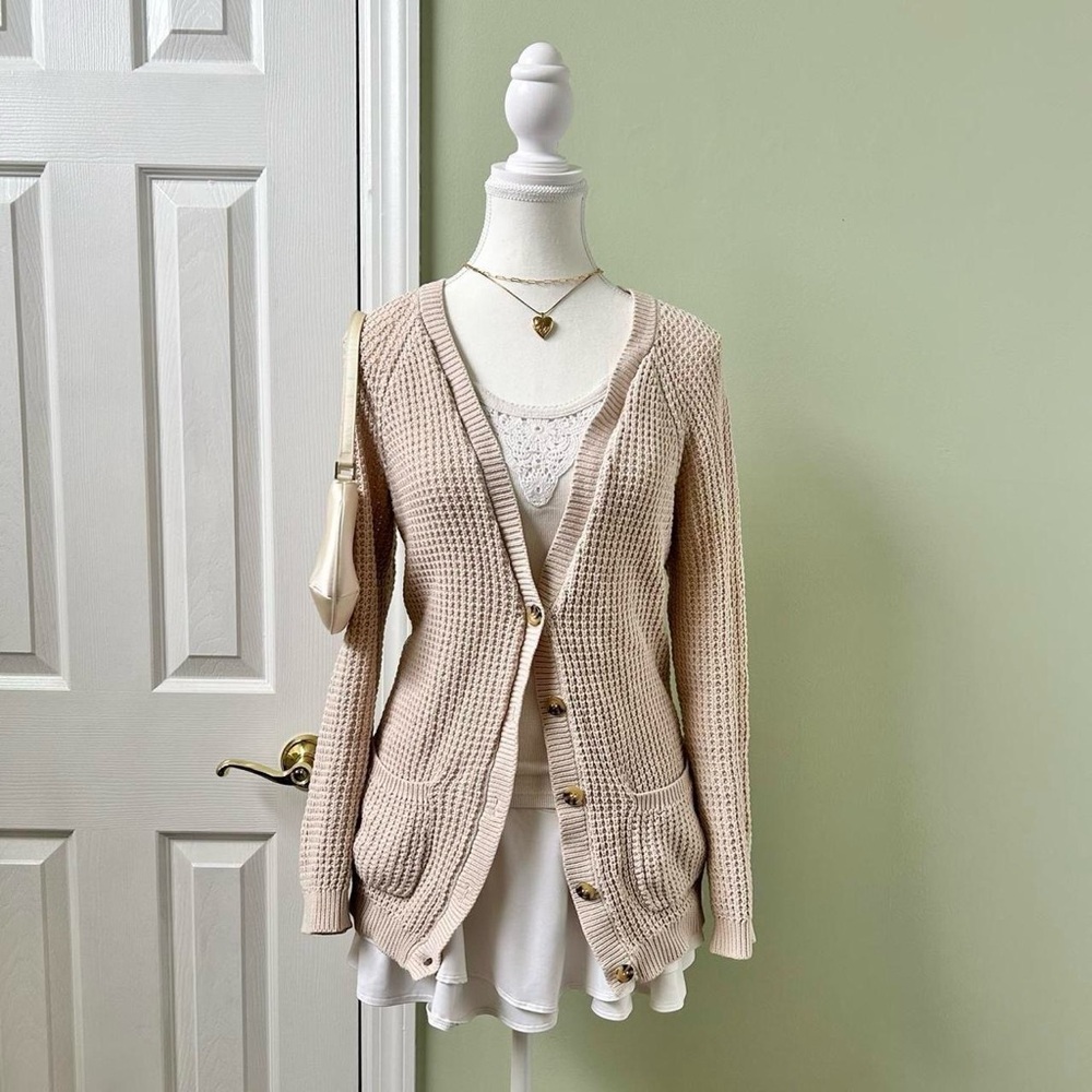 Waffle knit cardigan